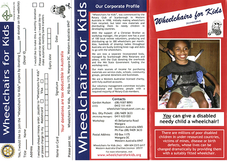 Wheelchairs For Kids brochure outside