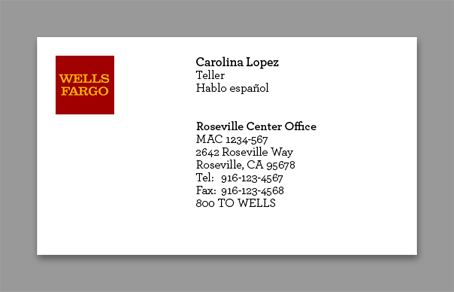 Wells Fargo Business card front