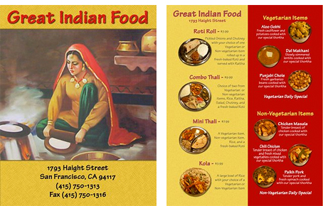 Great Indian Food menu