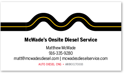 McWade's Onsite Diesel Service card version 10c