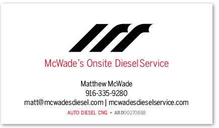 McWade's Onsite Diesel Service card version 11b