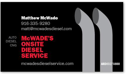 McWade's Onsite Diesel Service card version 1c