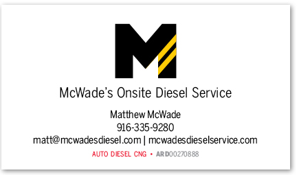 McWade's Onsite Diesel Service card version 24c
