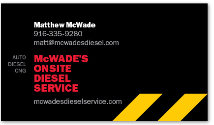 McWade's Onsite Diesel Service card version 4a