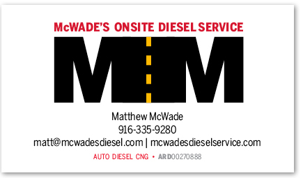 McWade's Onsite Diesel Service card version 9c